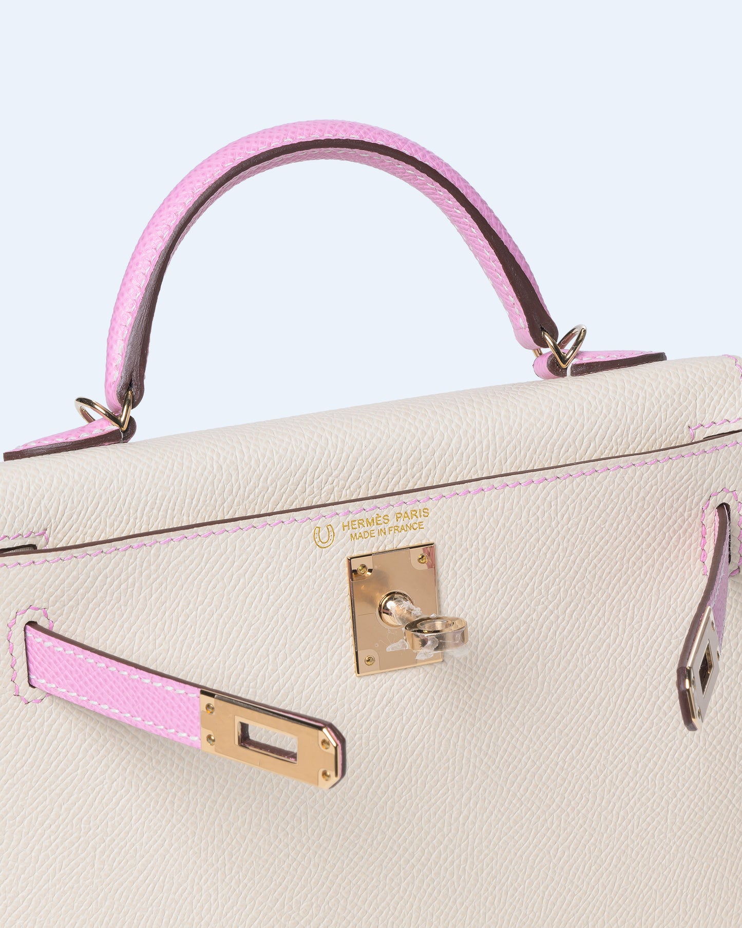 Kelly 20 HSS Craie and Mauve Slyvestre in Epsom Leather with Rose Gold Hardware