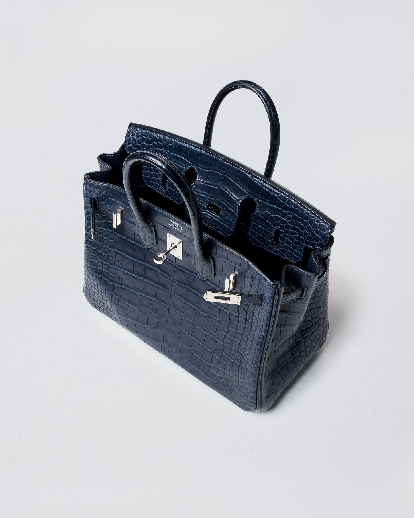 Birkin 25 Bleu in Matte Alligator with Palladium Hardware