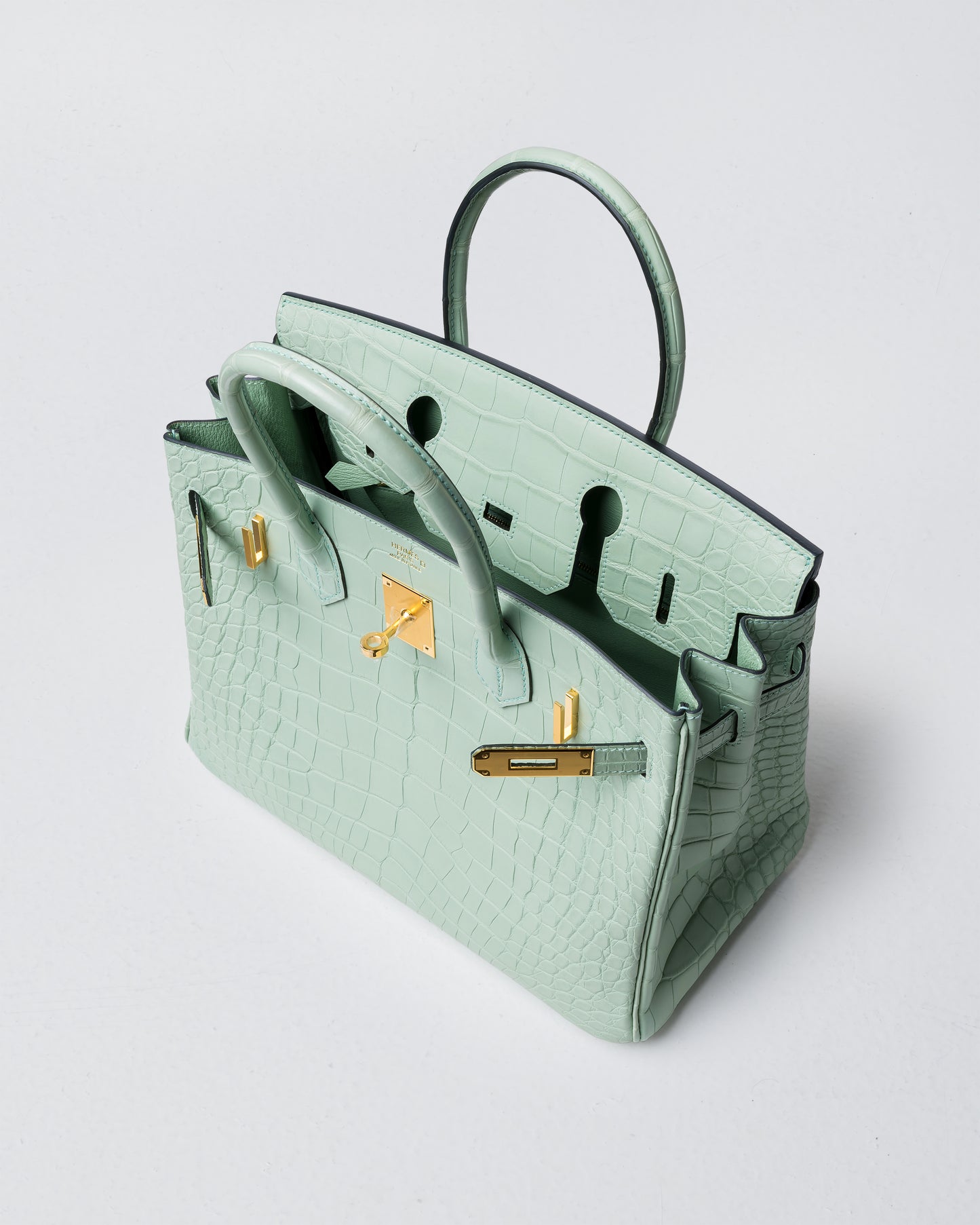 Birkin 30 Vert D'eau in Matte Alligator with Gold Hardware