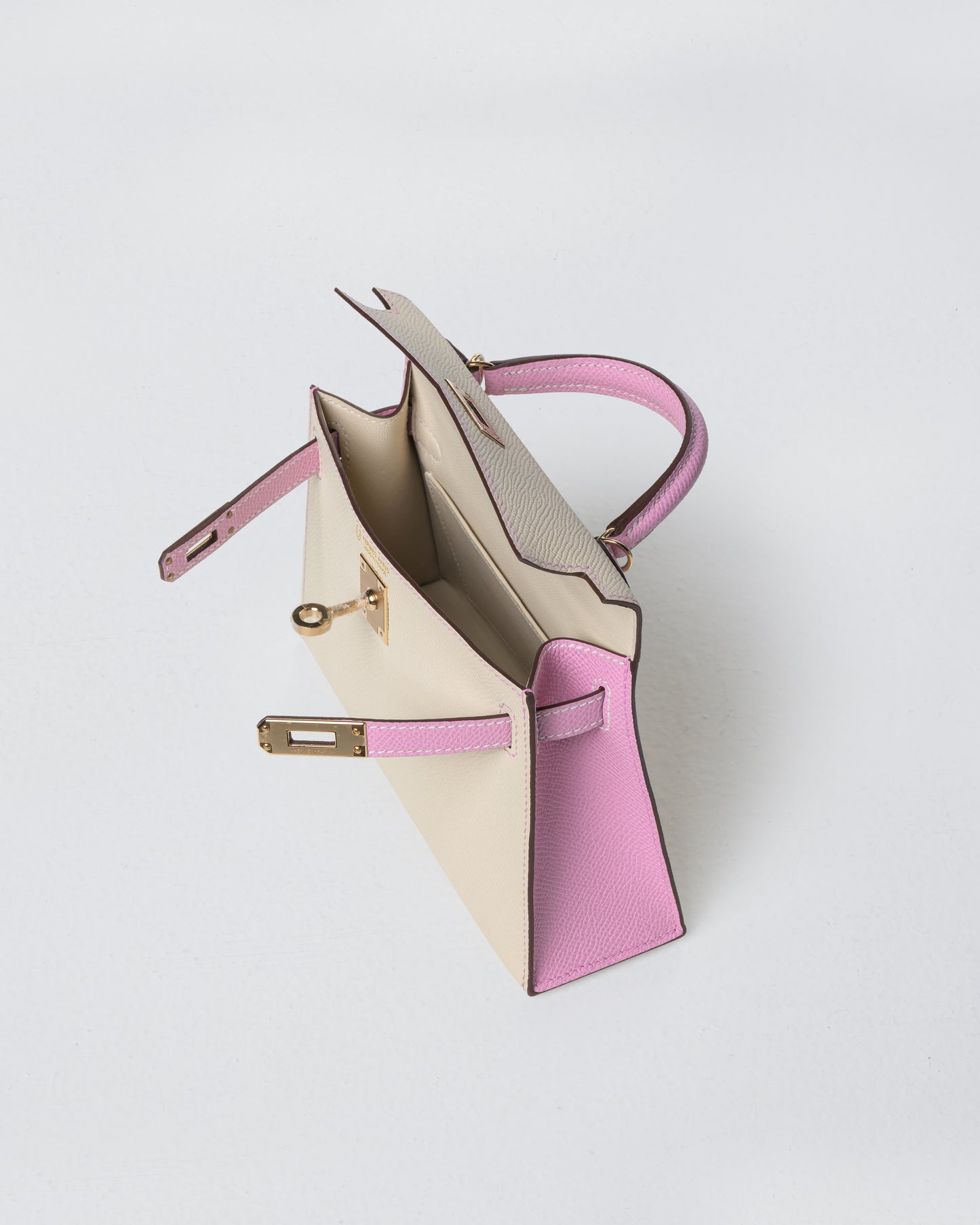 Kelly 20 HSS Craie and Mauve Slyvestre in Epsom Leather with Rose Gold Hardware