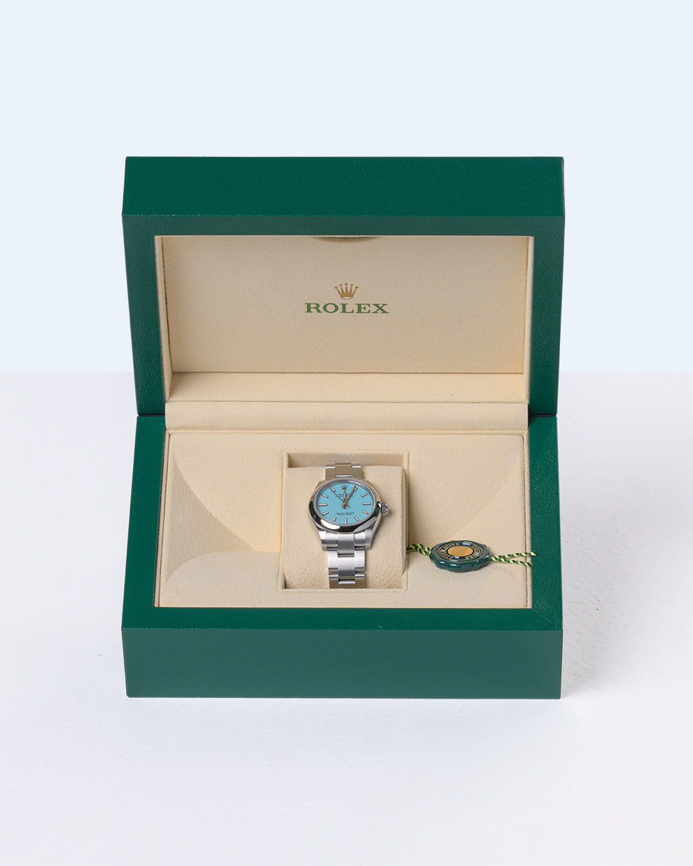Rolex Oyster Perpetual 31mm Turquoise Tiffany in Blue Dial