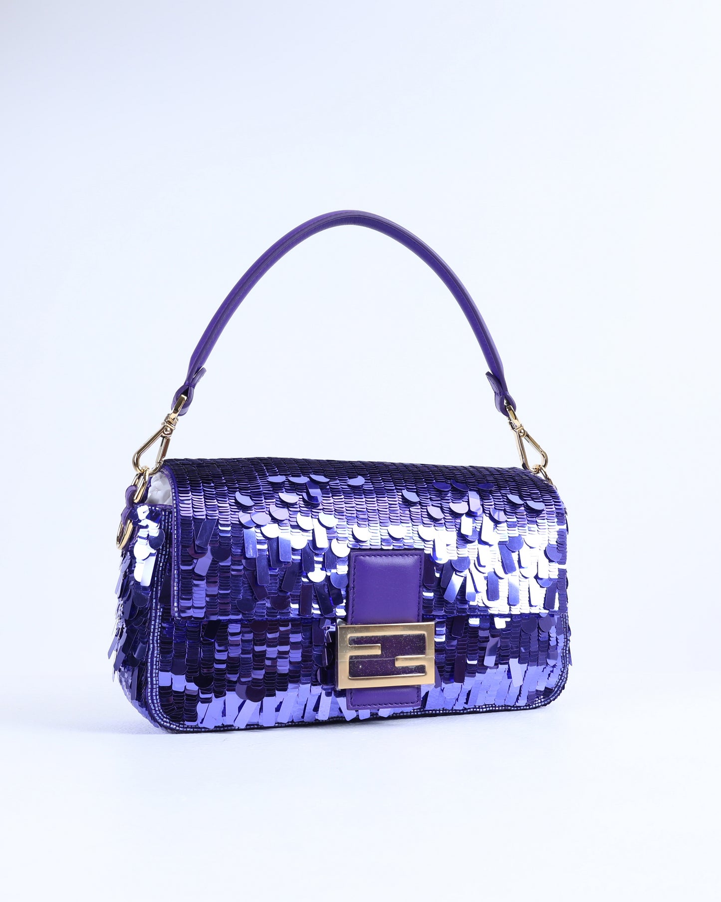 Fendi Baguette in Purple Sequence Medium Size