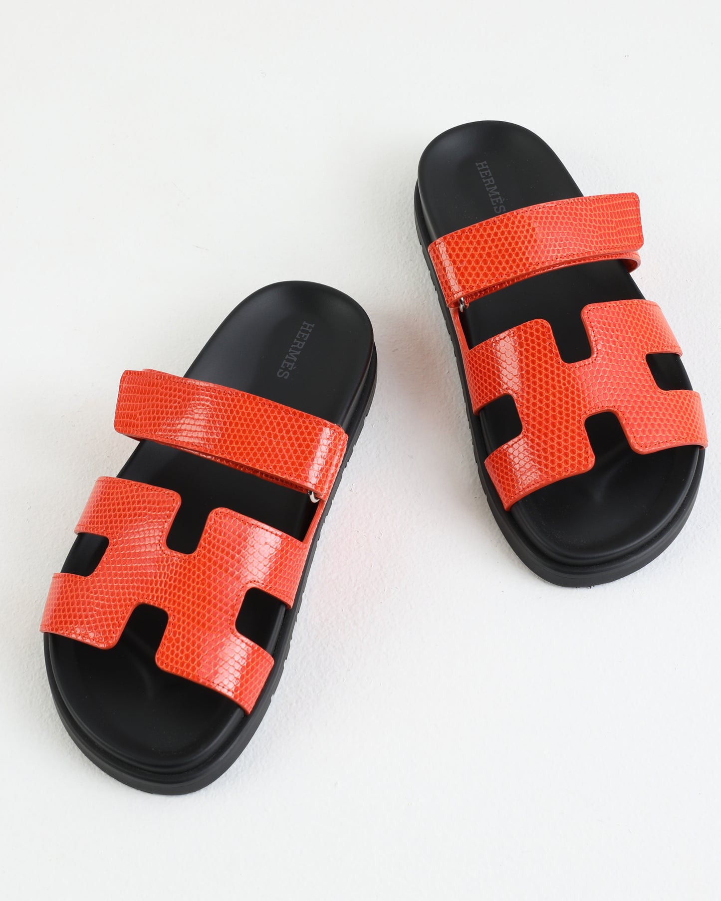 Chypre Sandal in Orange Lizard skin