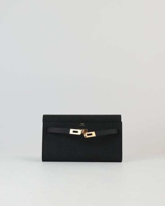 Kelly To Go Black in Epsom Leather with Gold Hardware