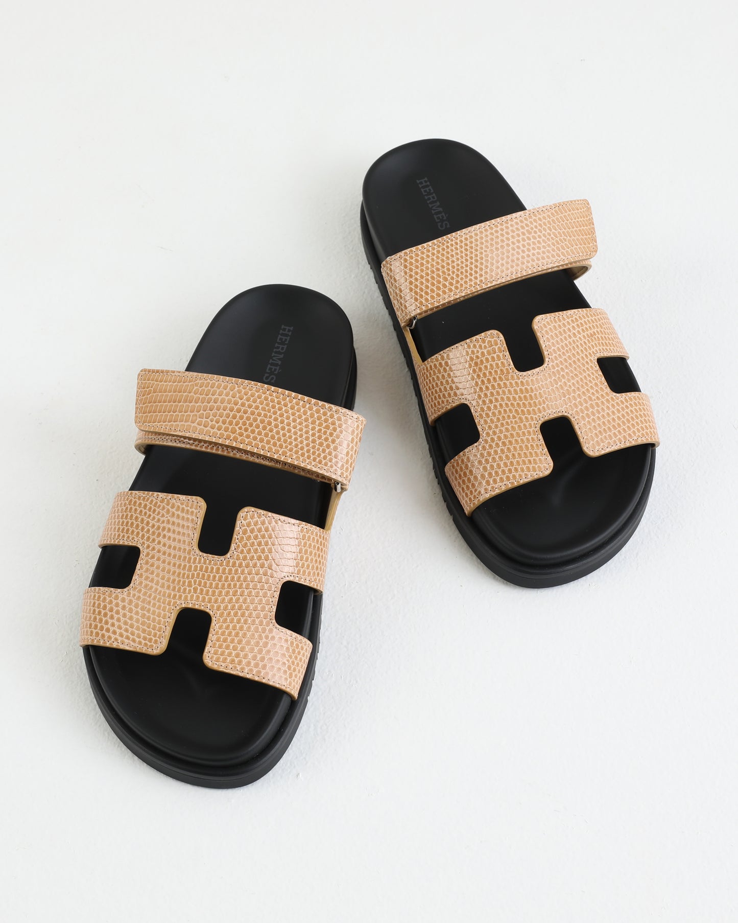 Chypre Sandal in Beige Lizard Skin