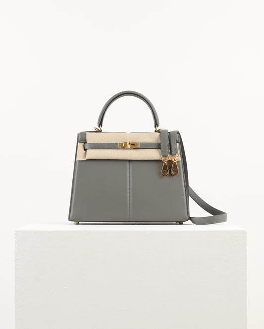 Kelly 25 Padded Etain with Gold Hardware