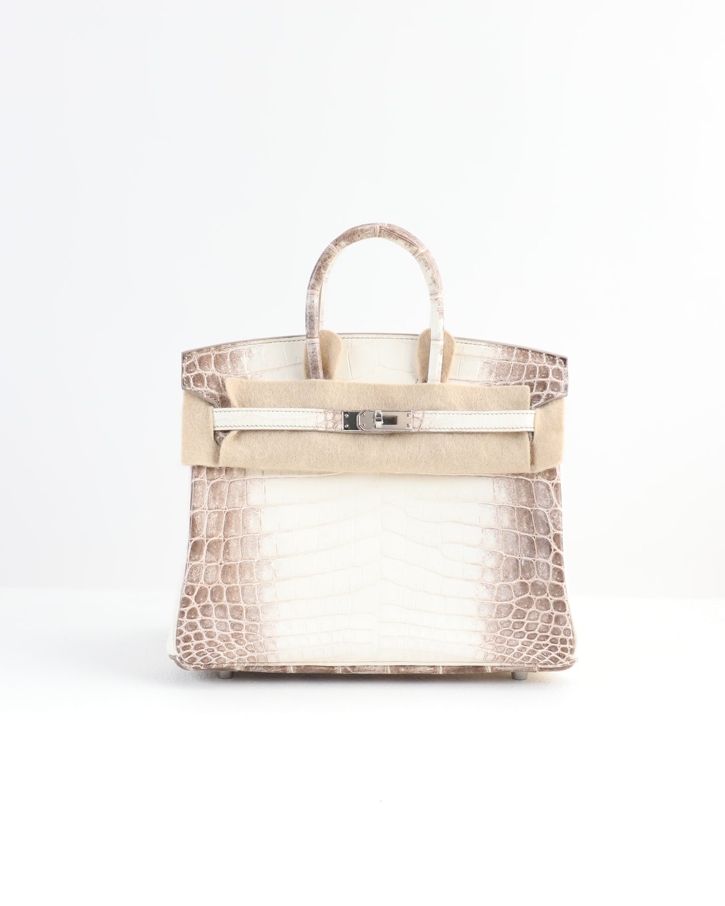 Birkin 25 Niloticus Crocodile Himalaya Blanc with Palladium Hardware