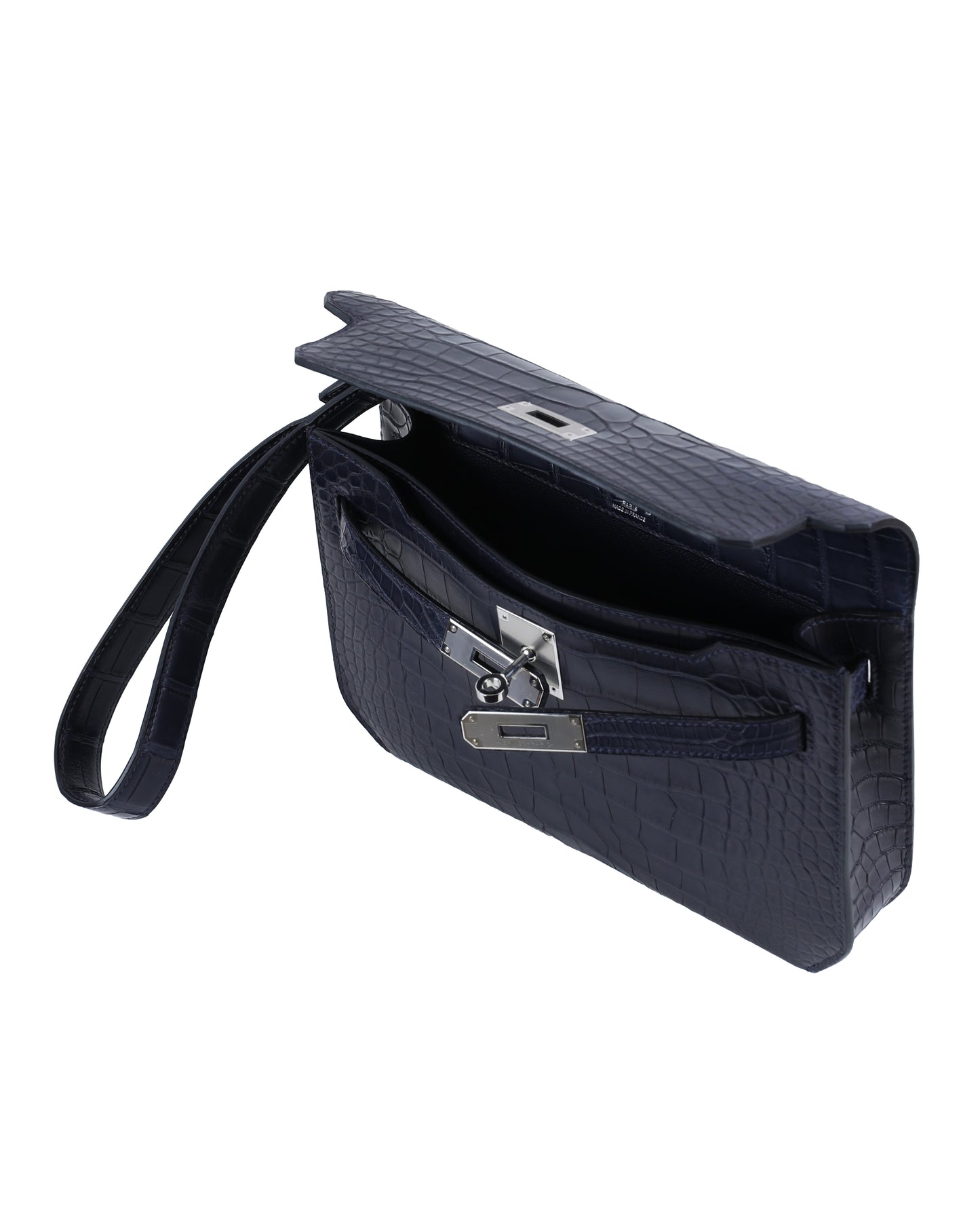 Kelly Depeches 25 Blue Indigo Matte Alligator with Palladium Hardware