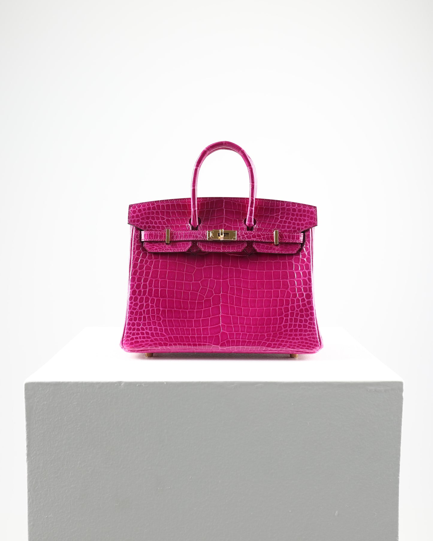 Birkin 25 Rose Scheherazade Porosus Crocodile with Gold Hardware