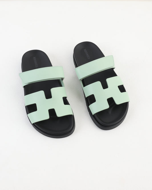 Chypre Sandal Femme in Vert Jade Epsom Leather
