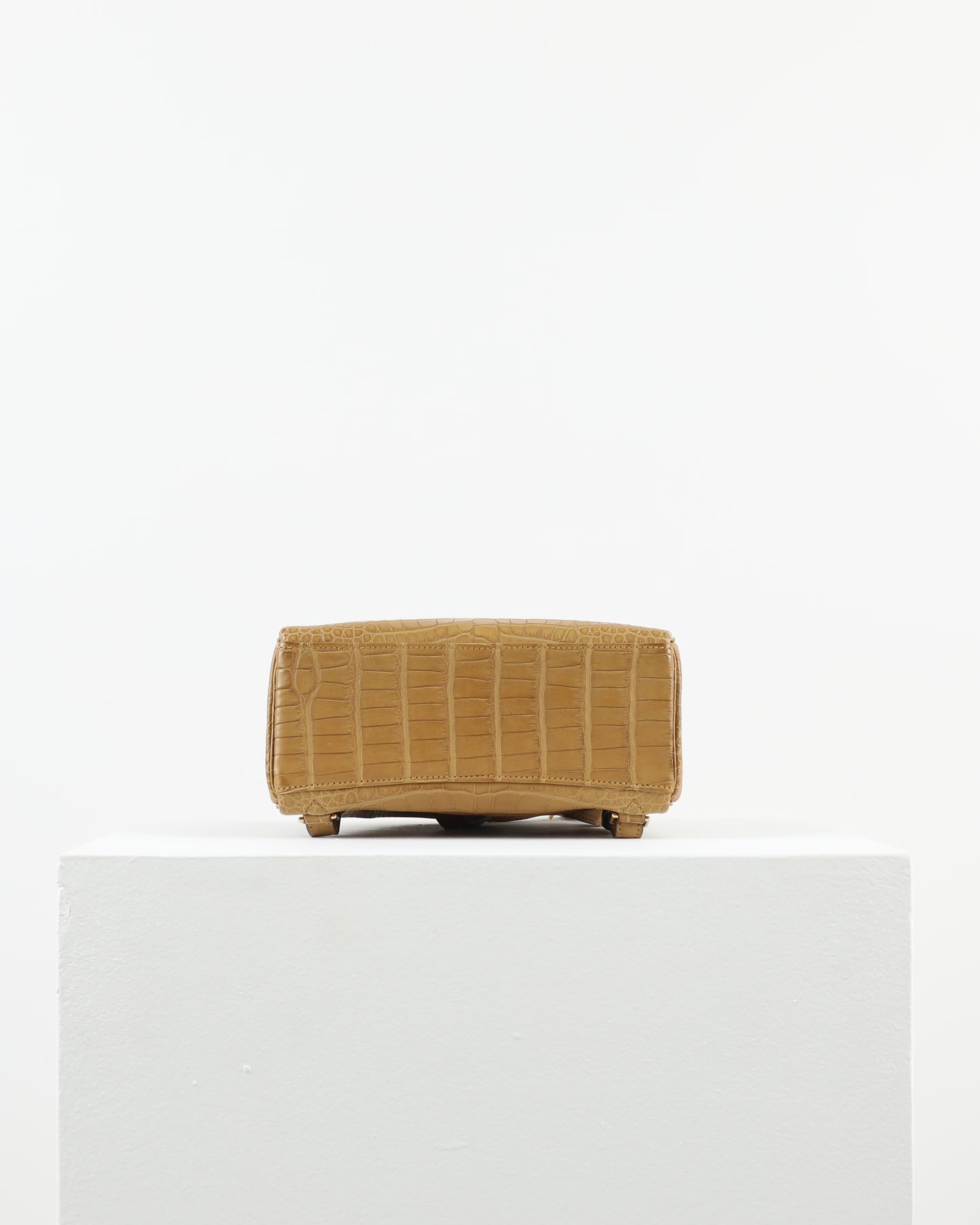 Kelly Ado Backpack Matte Kraft Alligator with Gold Hardware