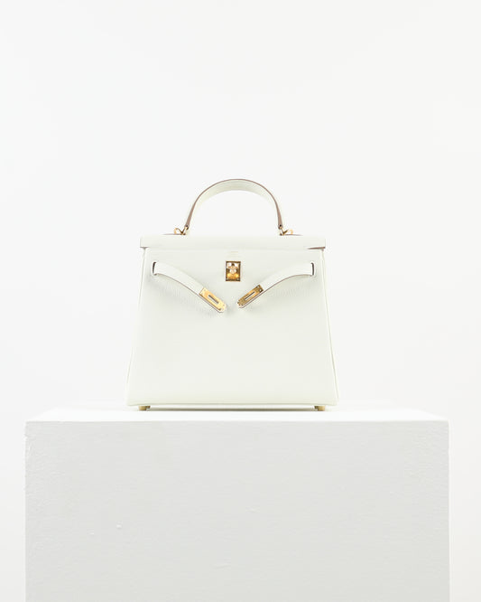 Kelly 25 Mushroom in Togo Leather with Gold Hardware