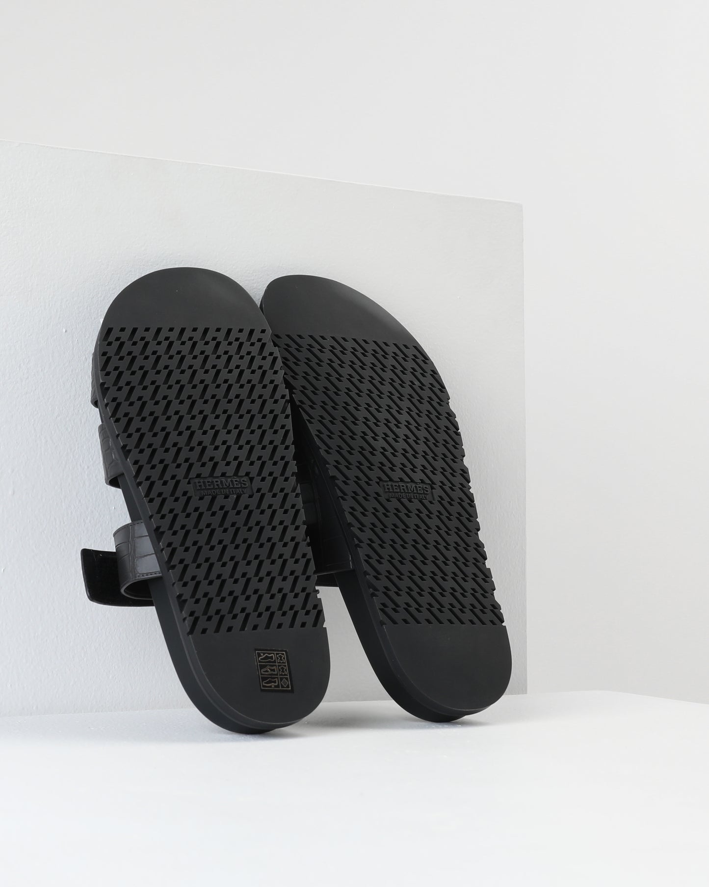 Chypre Sandal in Black Crocodile Leather