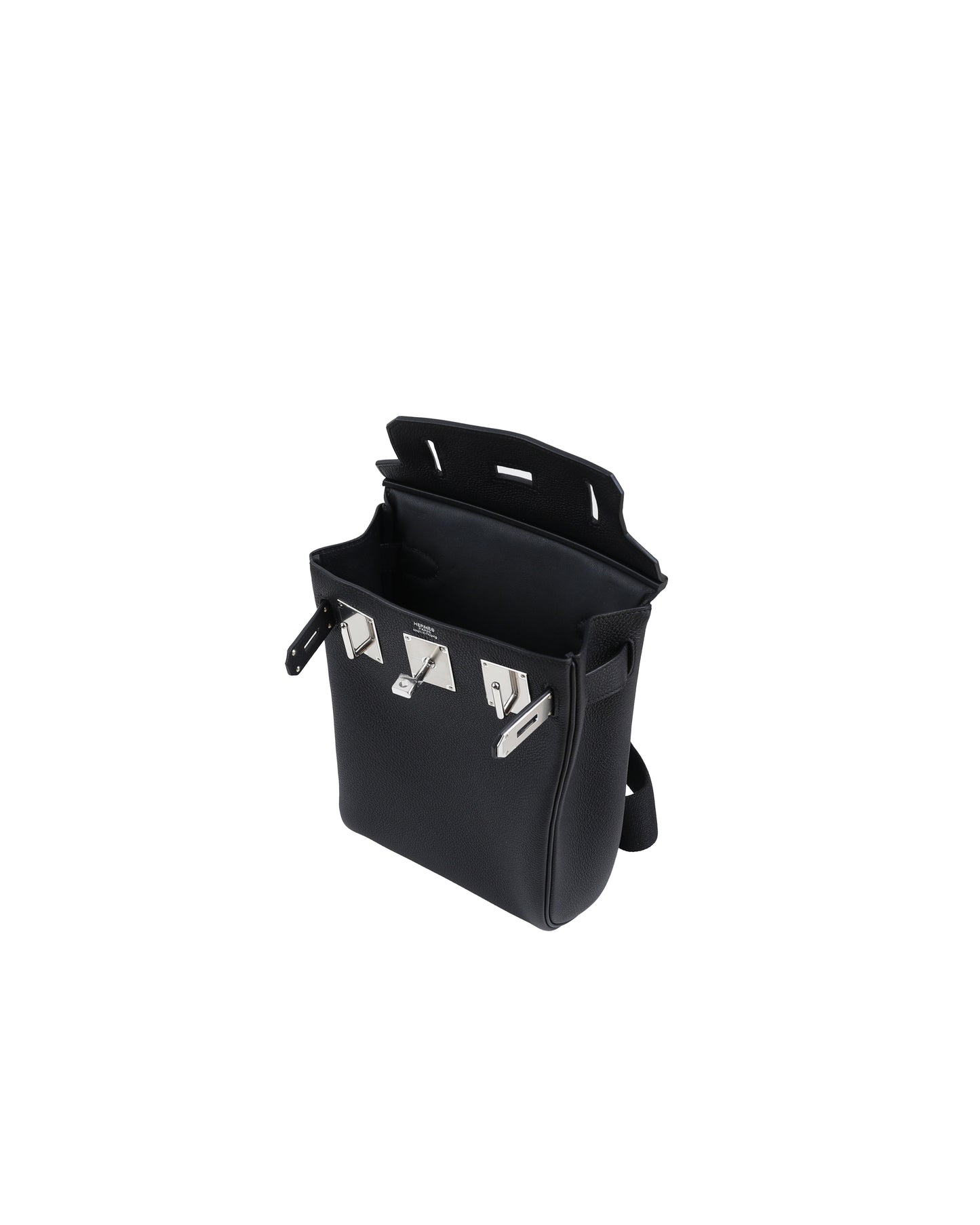 Hac a Dos PM Backpack Black in Togo Leather with Palladium Hardware