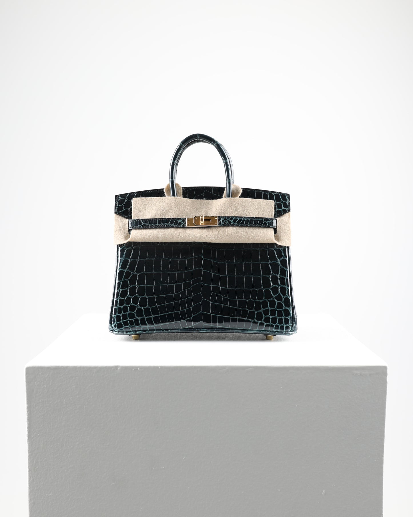 Birkin 25 Vert Fonce Niloticus Crocodile with Gold Hardware
