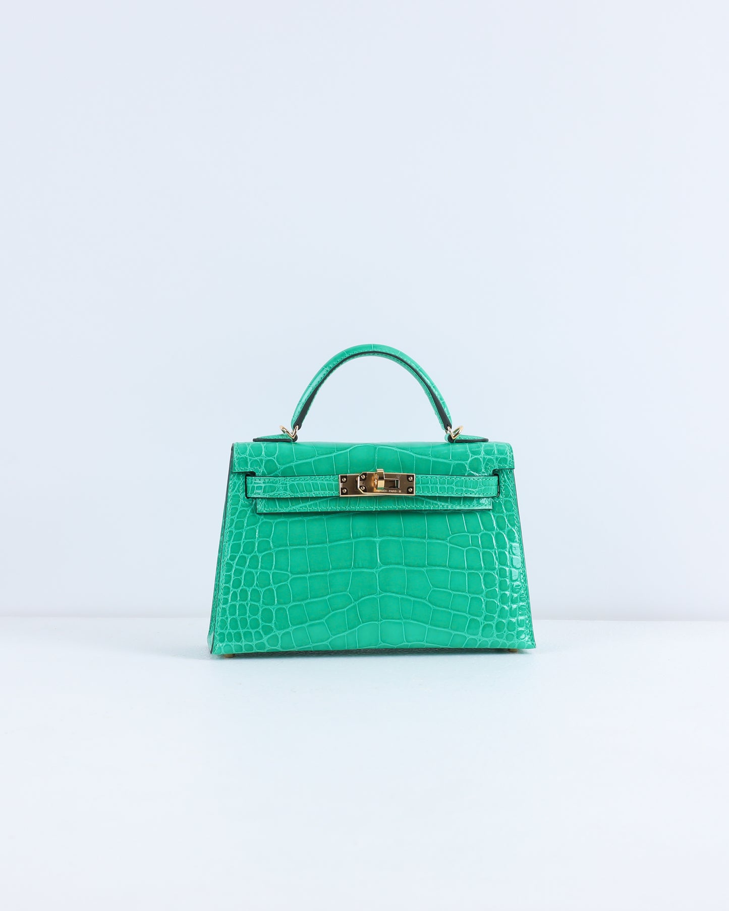 Kelly 20 Vert Jade Sellier Alligator with Gold Hardware