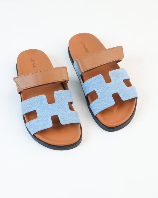 Chypre Sandal in Bleu Clair / Naturel