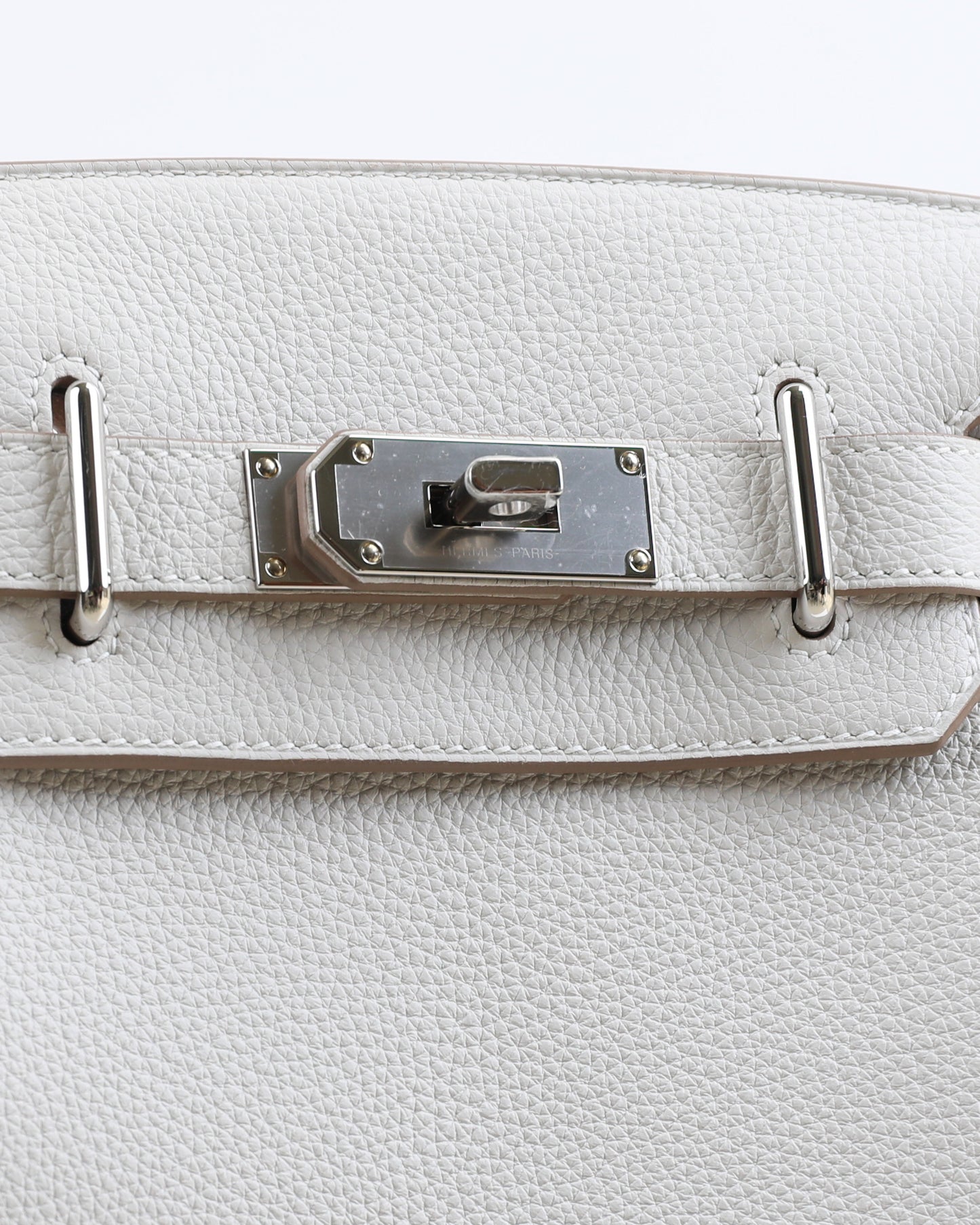Hac a Dos PM Backpack Gris Perle in Togo Leather with Palladium Hardware