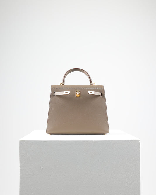 Kelly 25 Etoupe in Epsom Leather with Gold Hardware