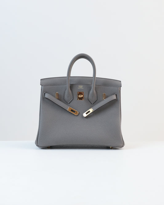 Birkin 25 Gris Etain in Togo Leather with Gold Hardware