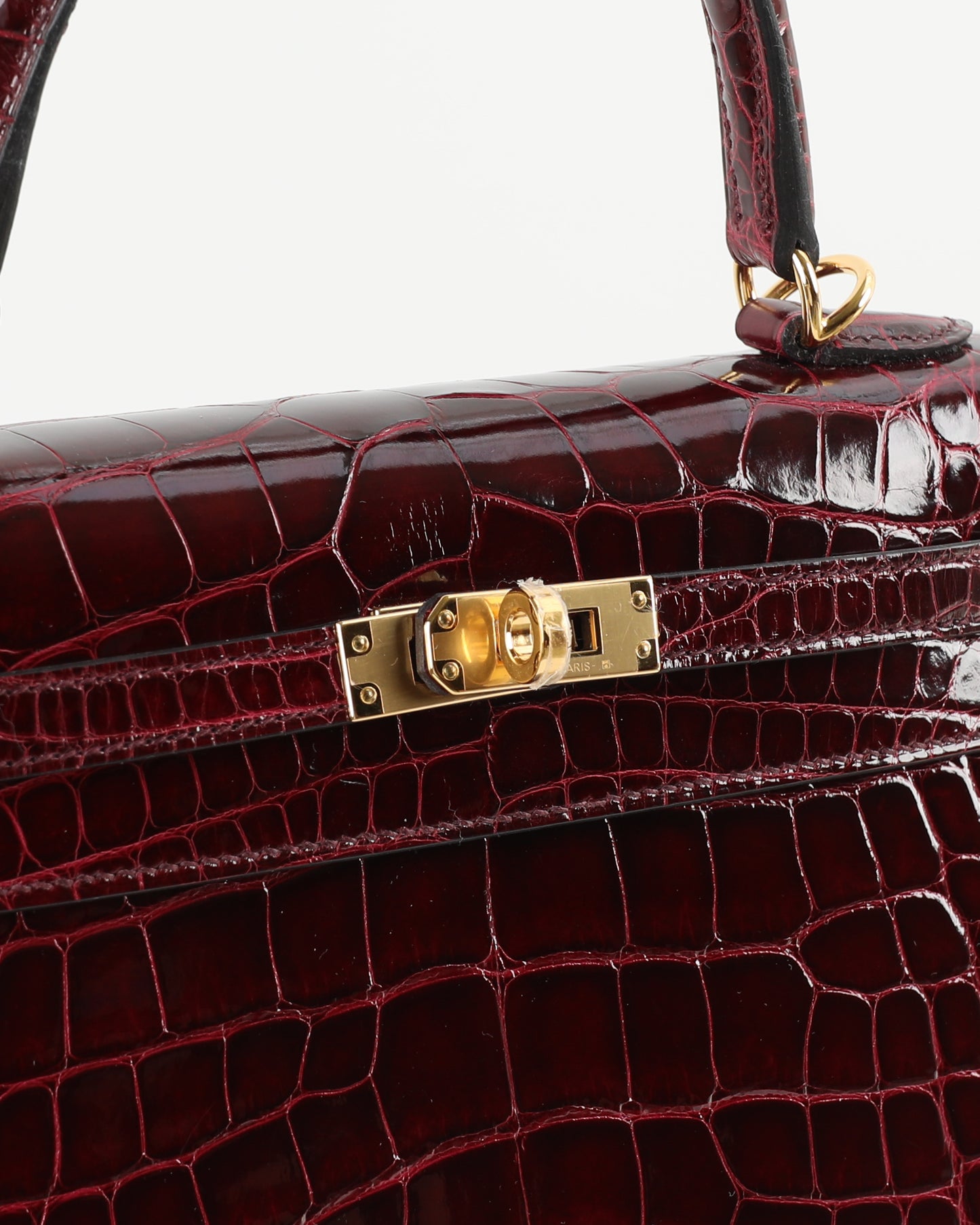 Kelly 25 Bordoeaux Alligator with Gold Hardware