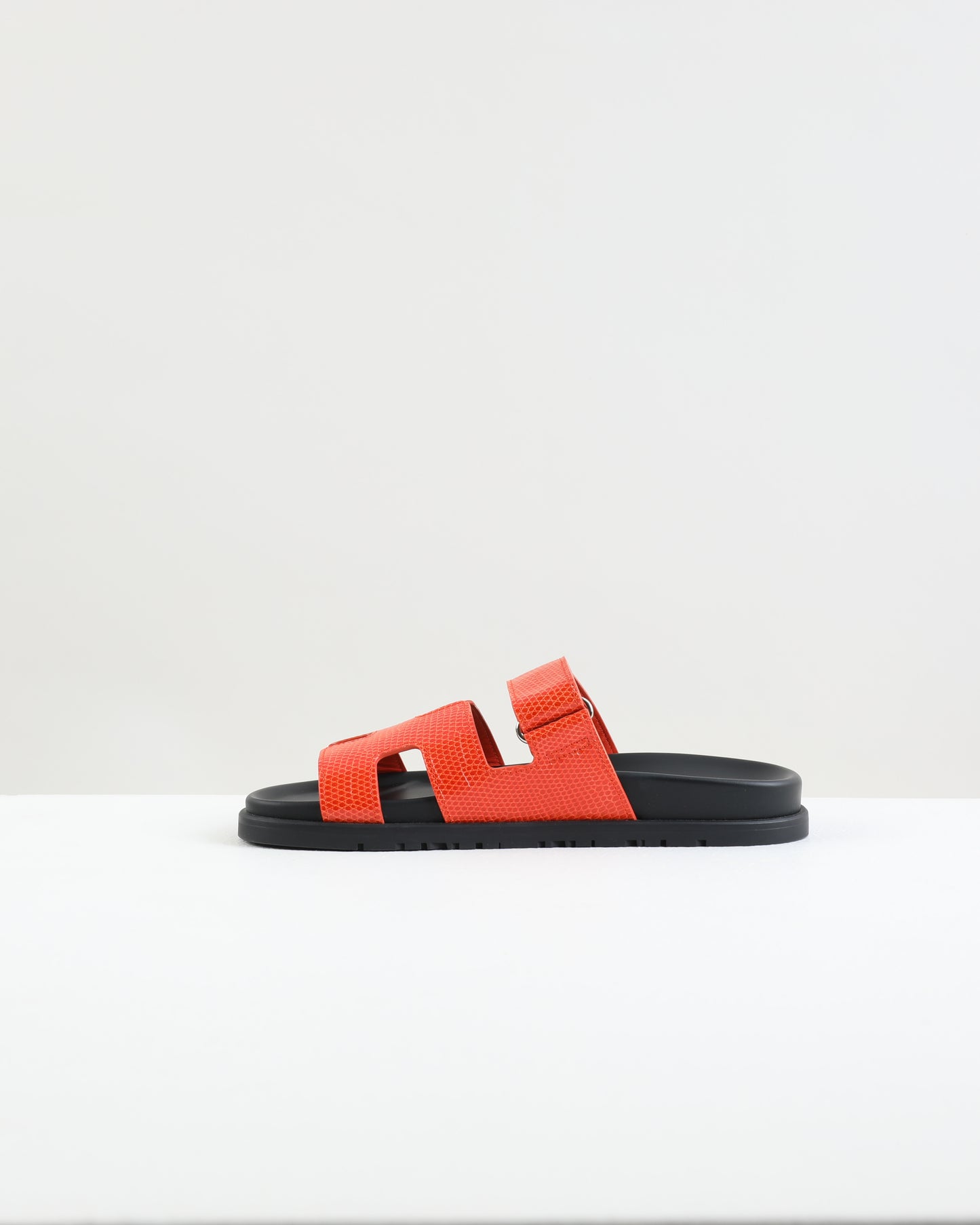 Chypre Sandal in Orange Lizard skin