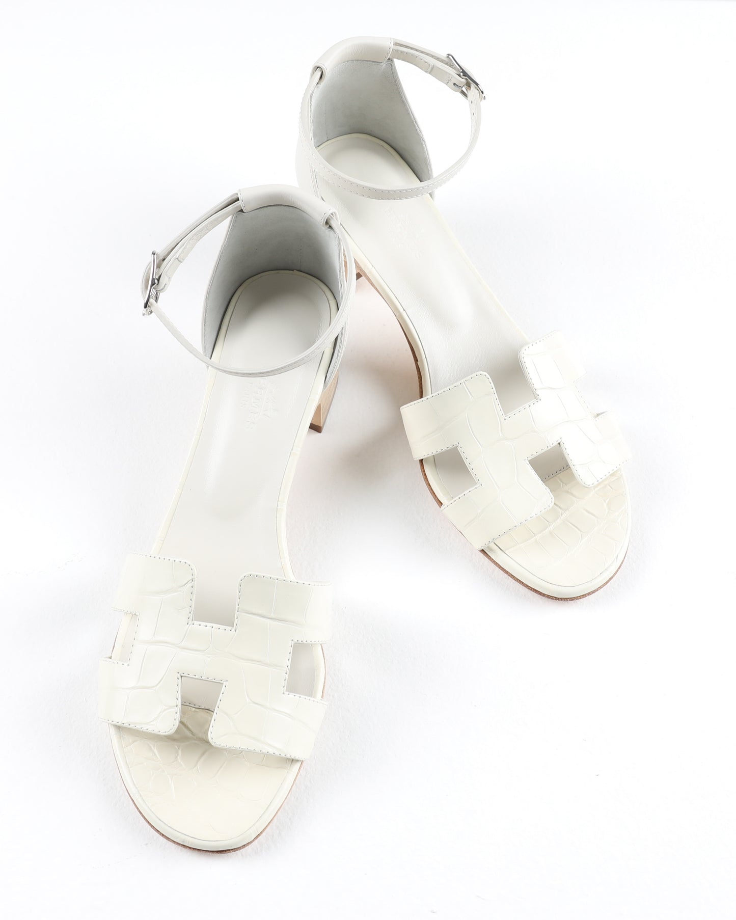 Encens 50 Sandal in White Alligator Leather