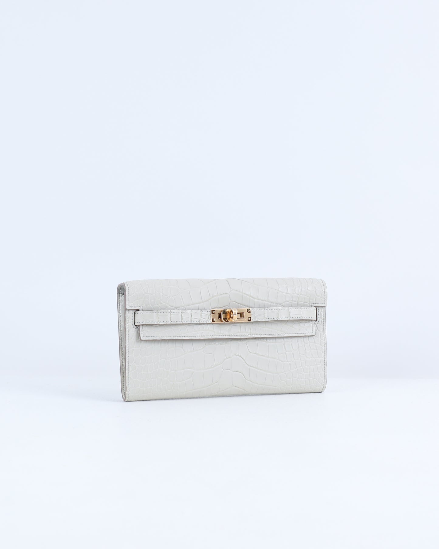 Kelly To Go Beton Matte Alligator with Gold Hardware
