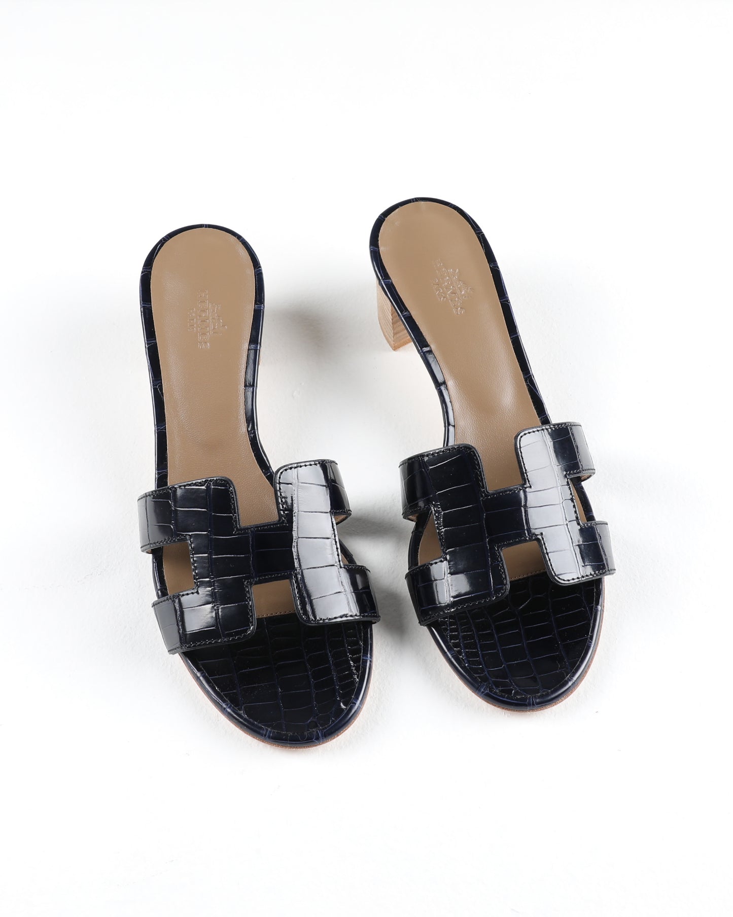 Oasis Sandal Dark Blue Crocodile Leather