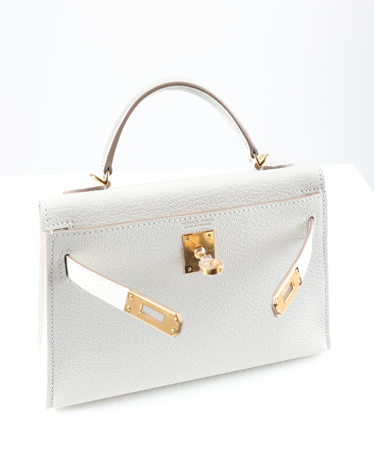 Kelly 20 Sellier Mushroom in Chevre Leather with Gold Hardware