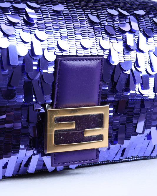 Fendi Baguette in Purple Sequence Medium Size