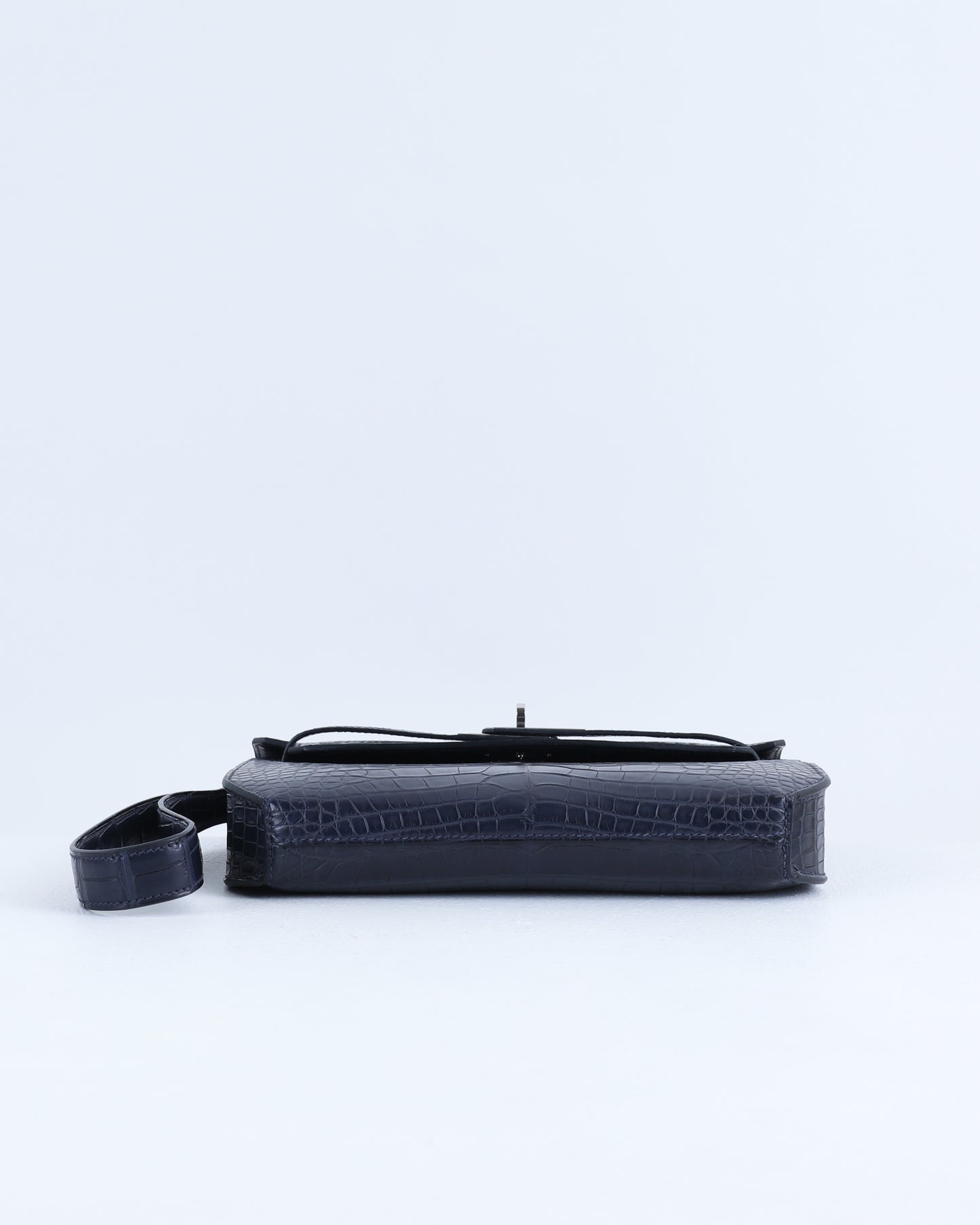 Kelly Depeches 25 Blue Indigo Matte Alligator with Palladium Hardware