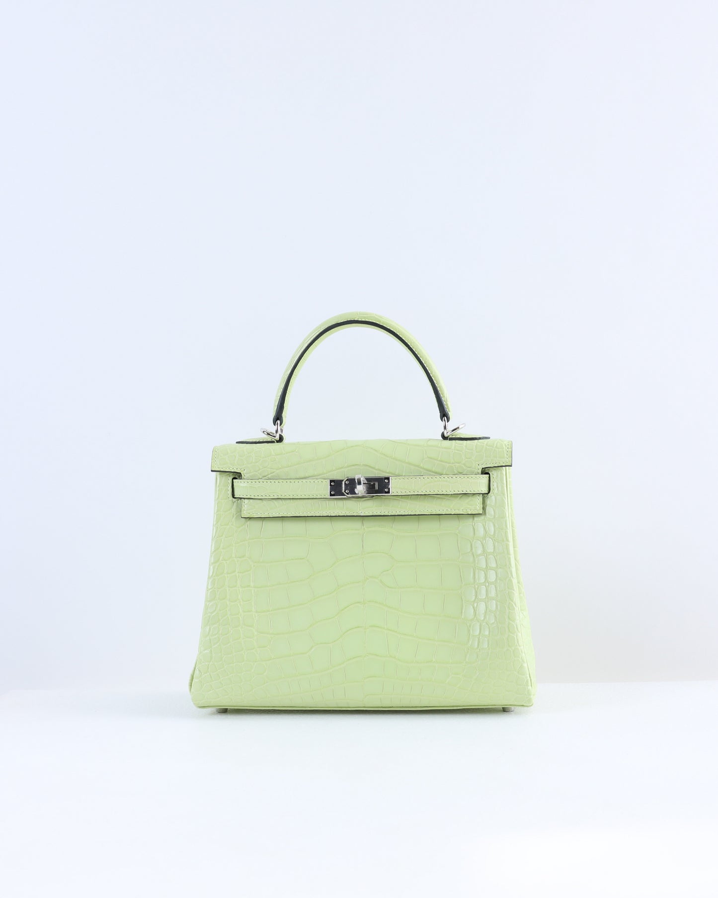 Kelly 25 Jaune Bourgeon Matte Alligator with Palladium Hardware