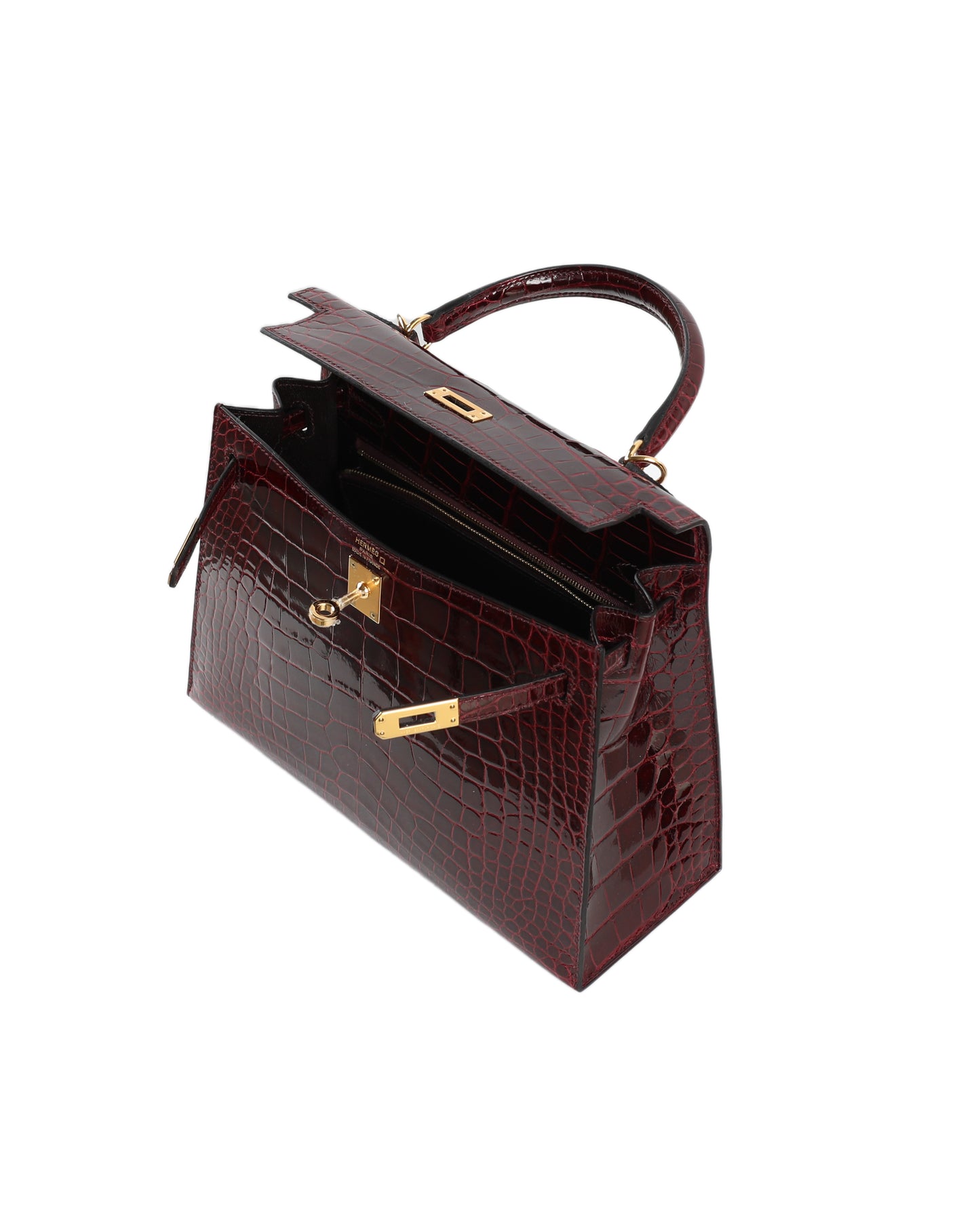 Kelly 25 Bordoeaux Alligator with Gold Hardware