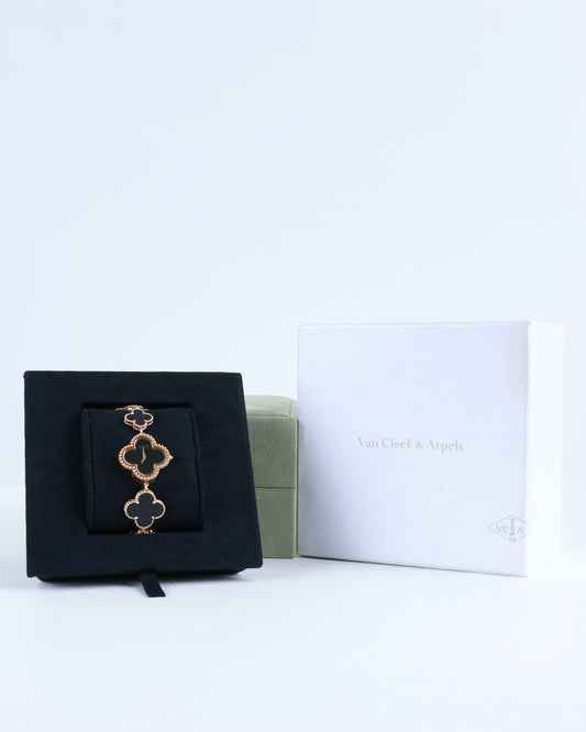 Van Cleef & Arpels Alhambra Watch in Onyx and Yellow Gold