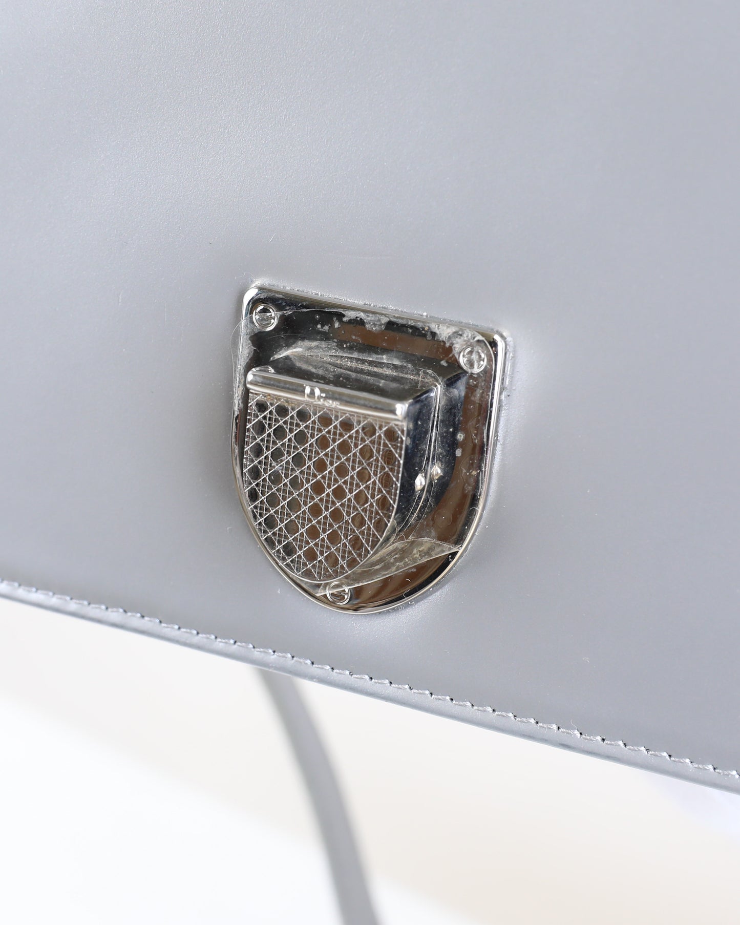 Dior Silver Medium Cannage Patent Leather Diorama Wallet On Chain