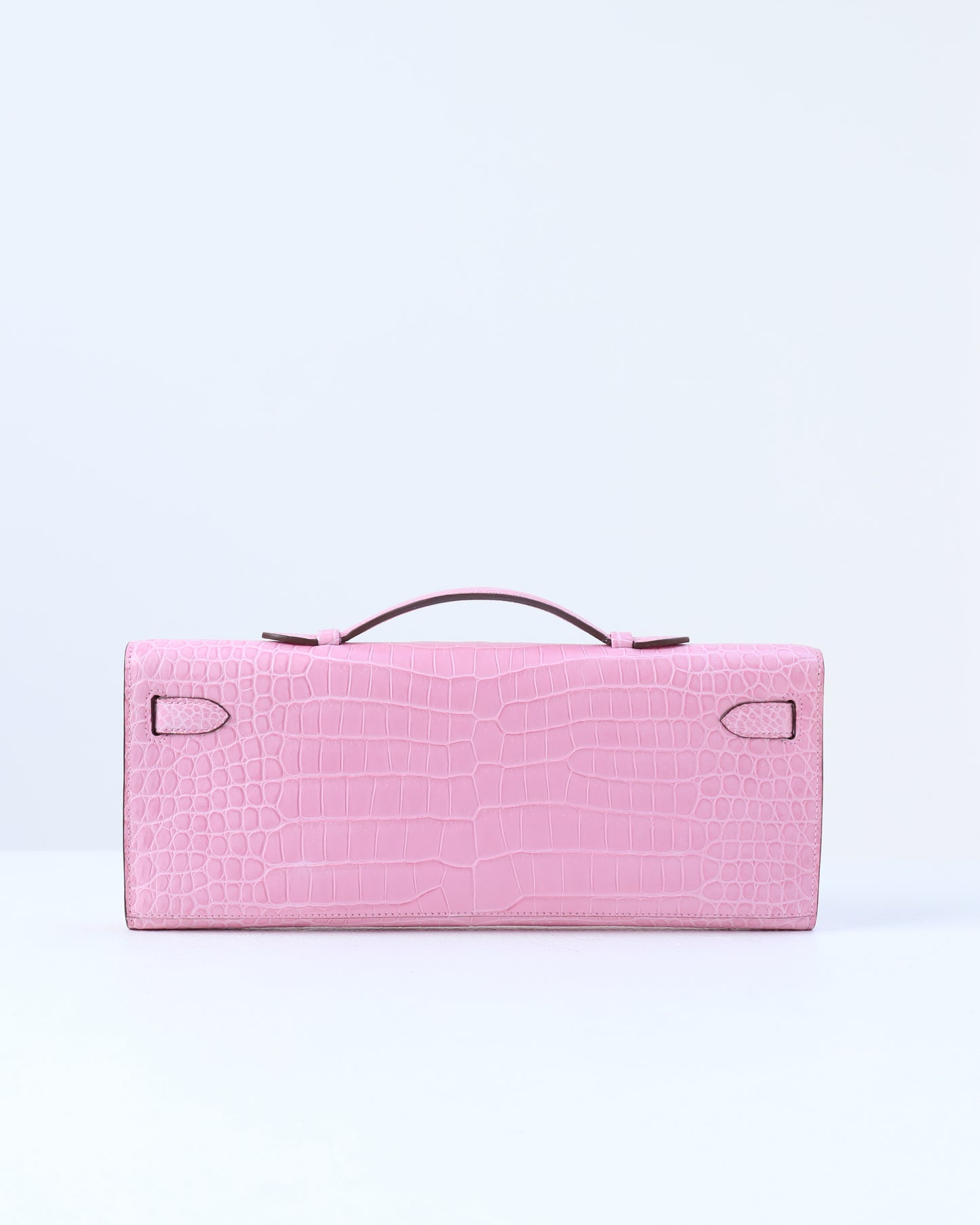 Kelly Cut Bubblegum Pink in Porosus Crocodile with Gold Hardware