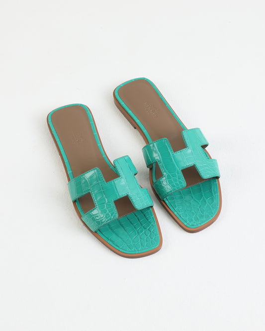 Oran Sandal in Vert Jade Alligator Leather