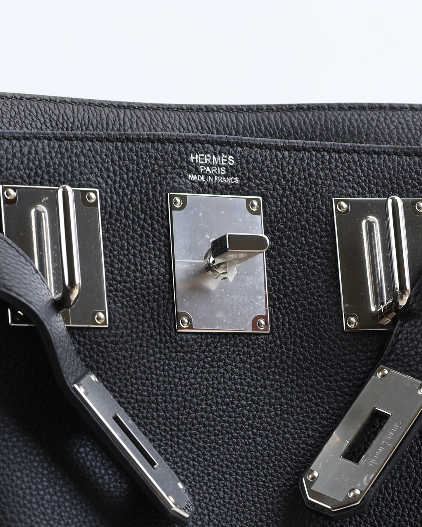 Hac a Dos PM Backpack Black in Togo Leather with Palladium Hardware