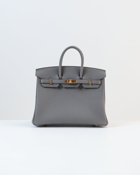 Birkin 25 Gris Etain in Togo Leather with Gold Hardware