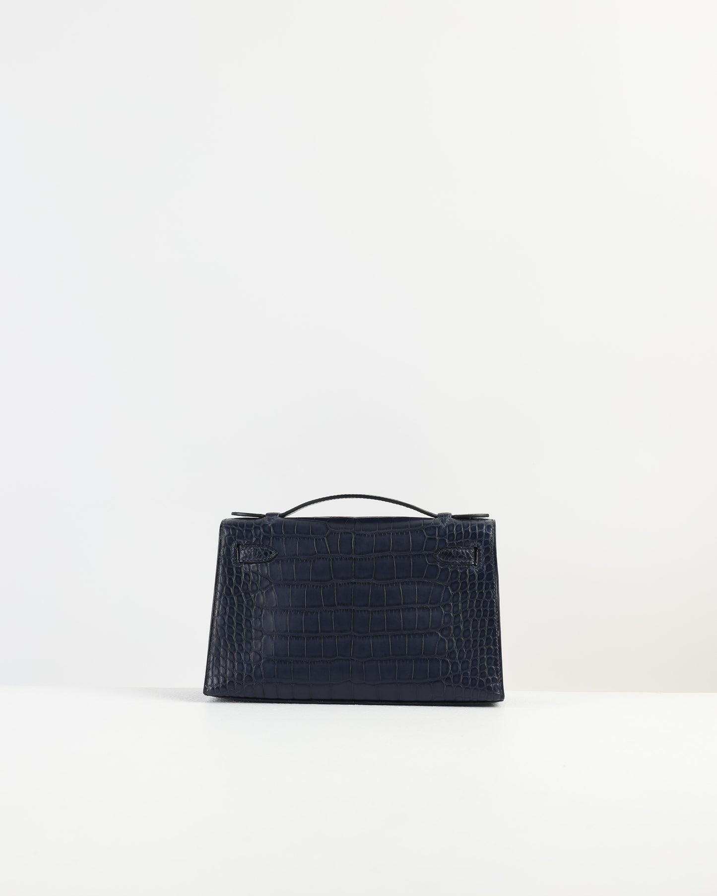 Kelly Pochette Bleu Nuit Alligator Mississippiensis with Gold Hardware