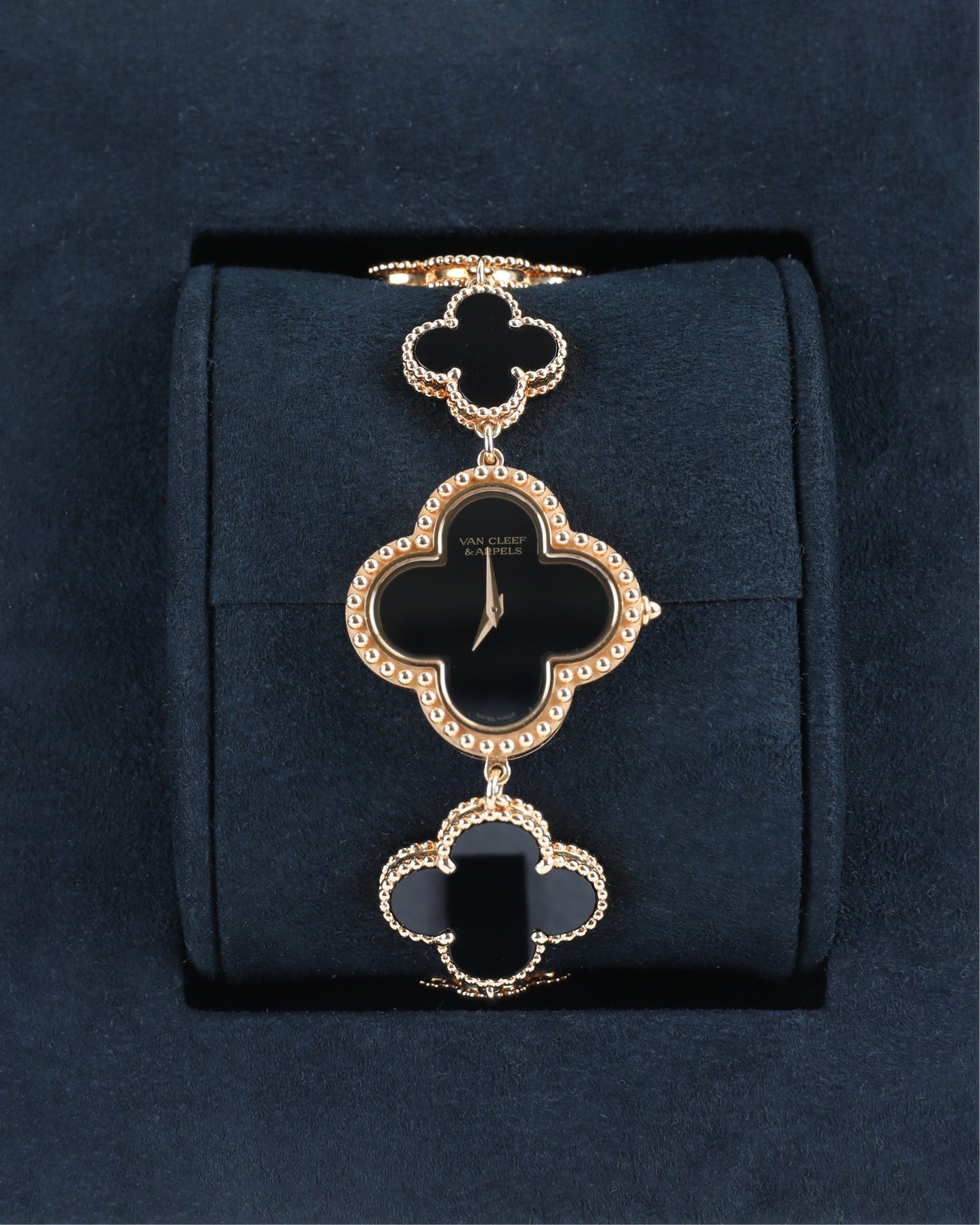 Van Cleef & Arpels Alhambra Watch in Onyx and Yellow Gold