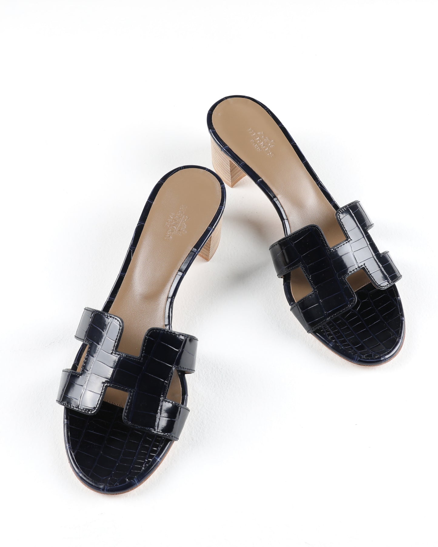 Oasis Sandal Dark Blue Crocodile Leather