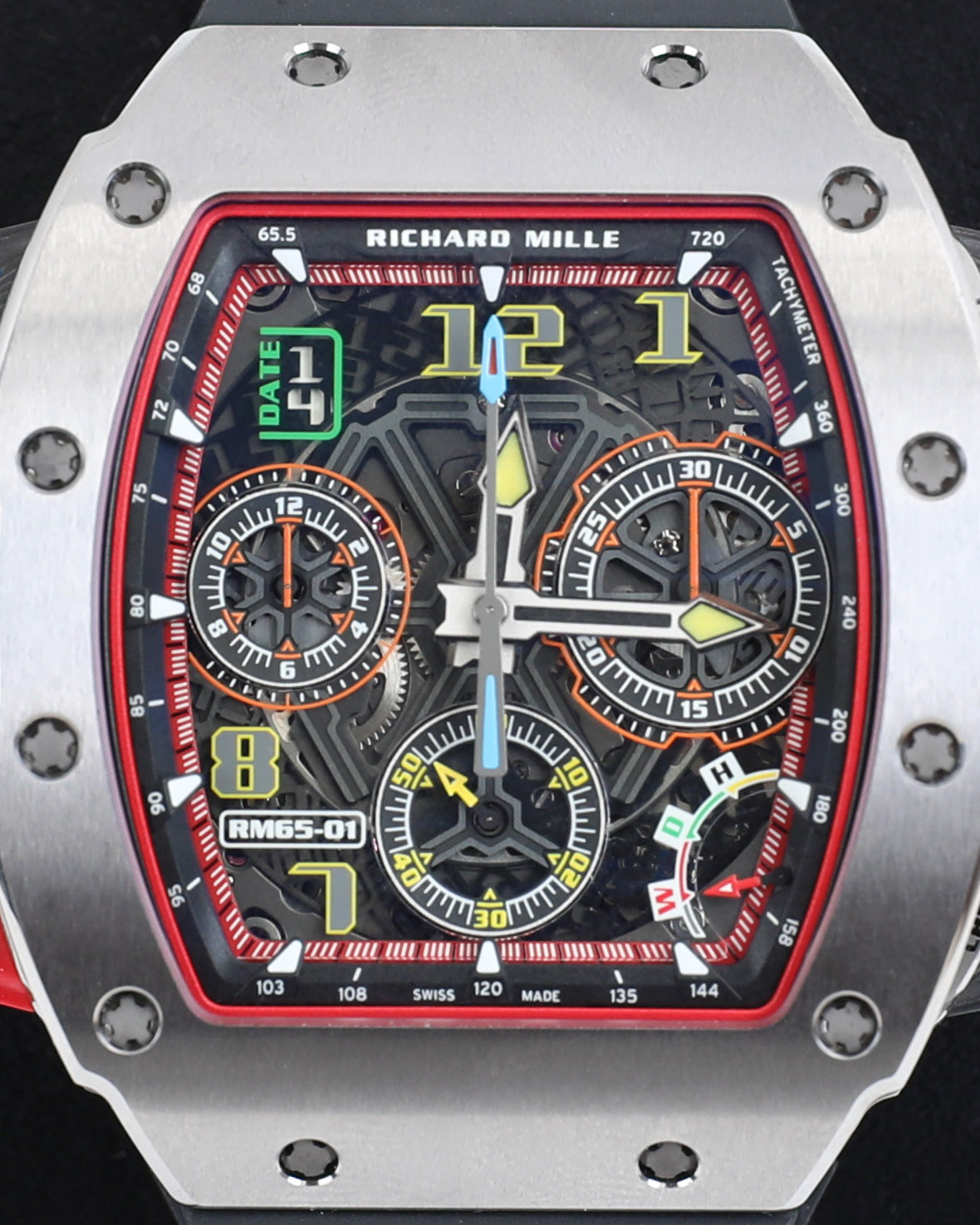 Richard Mille Rm 65-01 Automatic Split Seconds Chronograph Carbon Black Rubber Strap