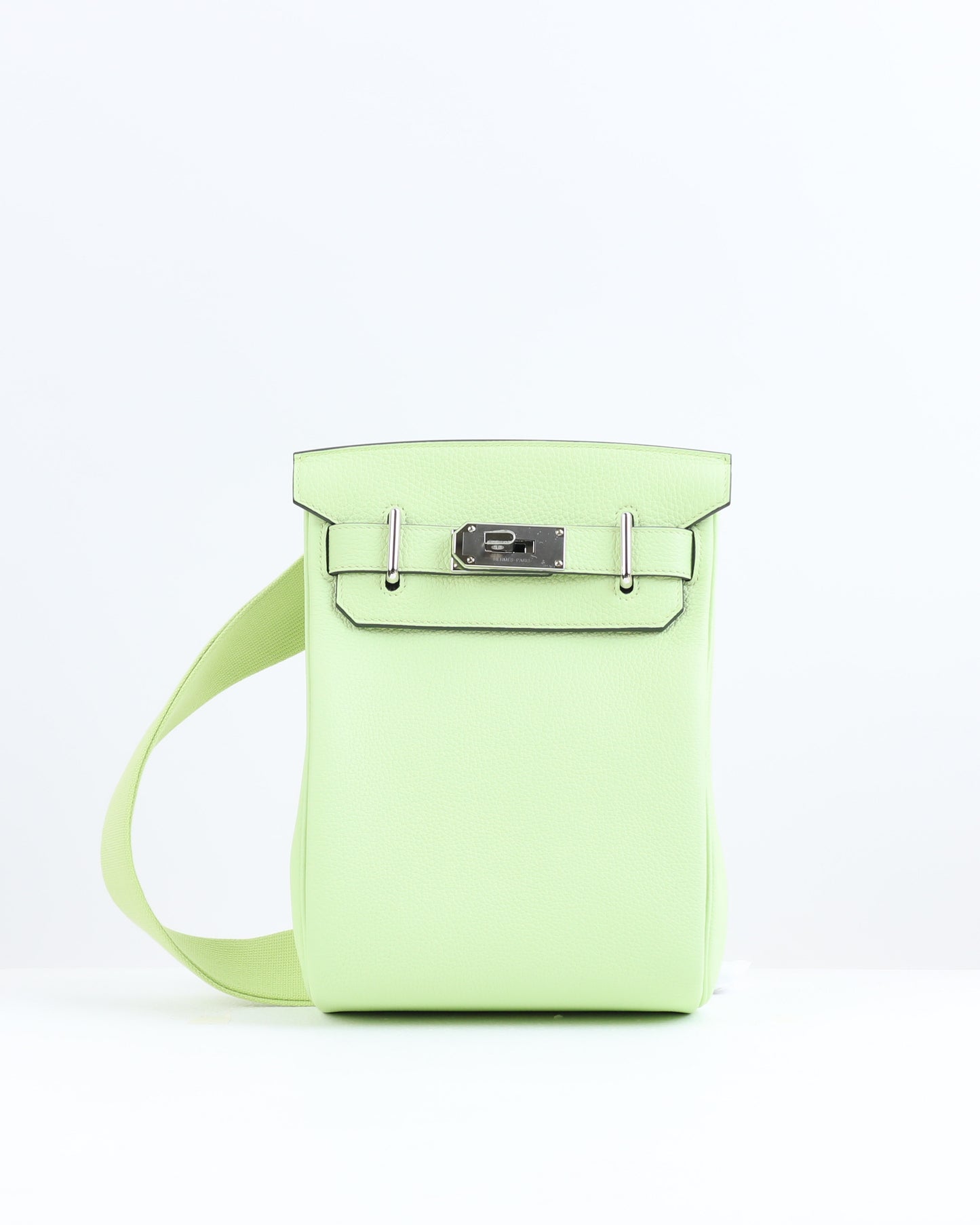 Hac A Dos PM Backpack Vert Absinthe in Togo Leather with Palladium Hardware