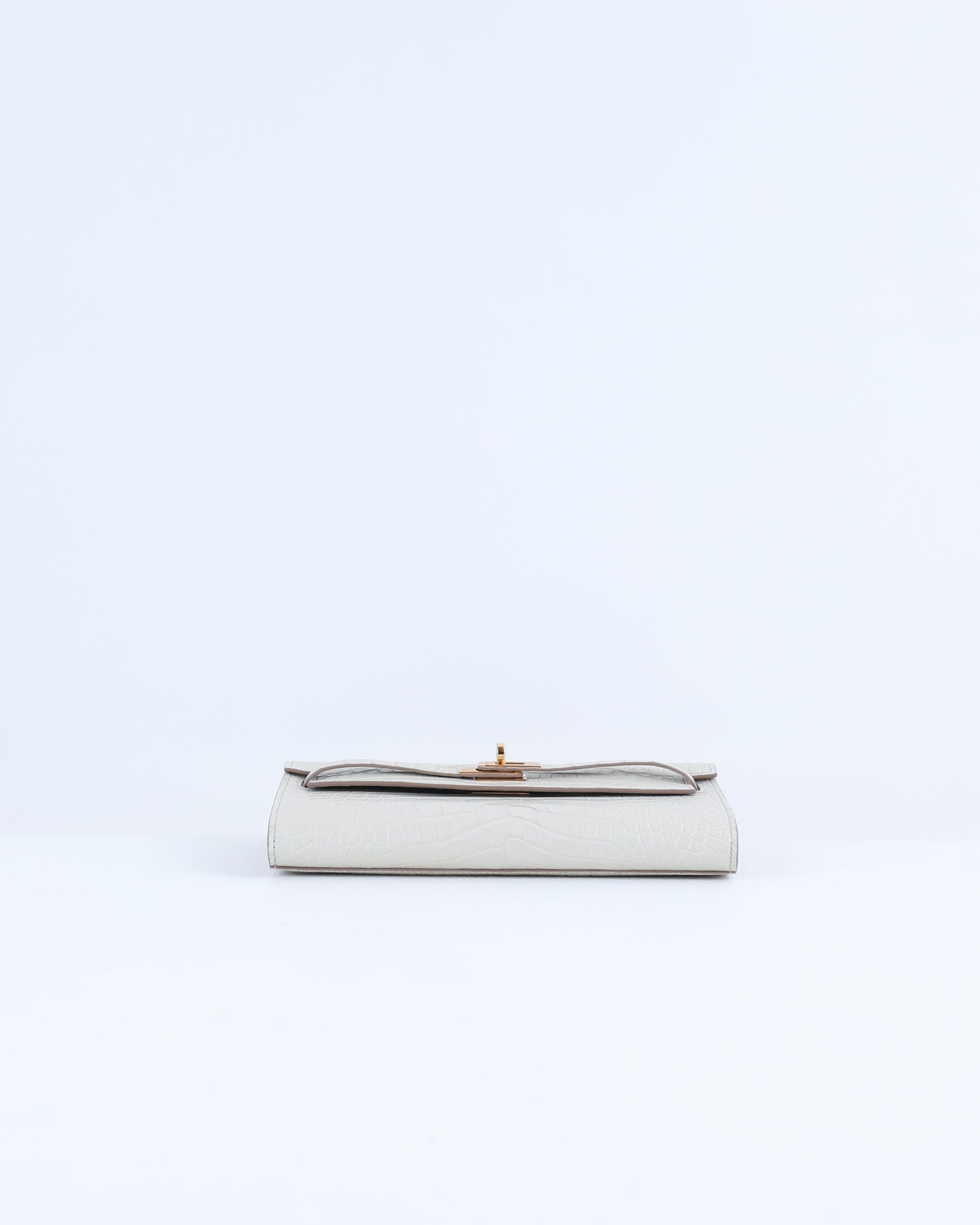 Kelly To Go Beton Matte Alligator with Gold Hardware