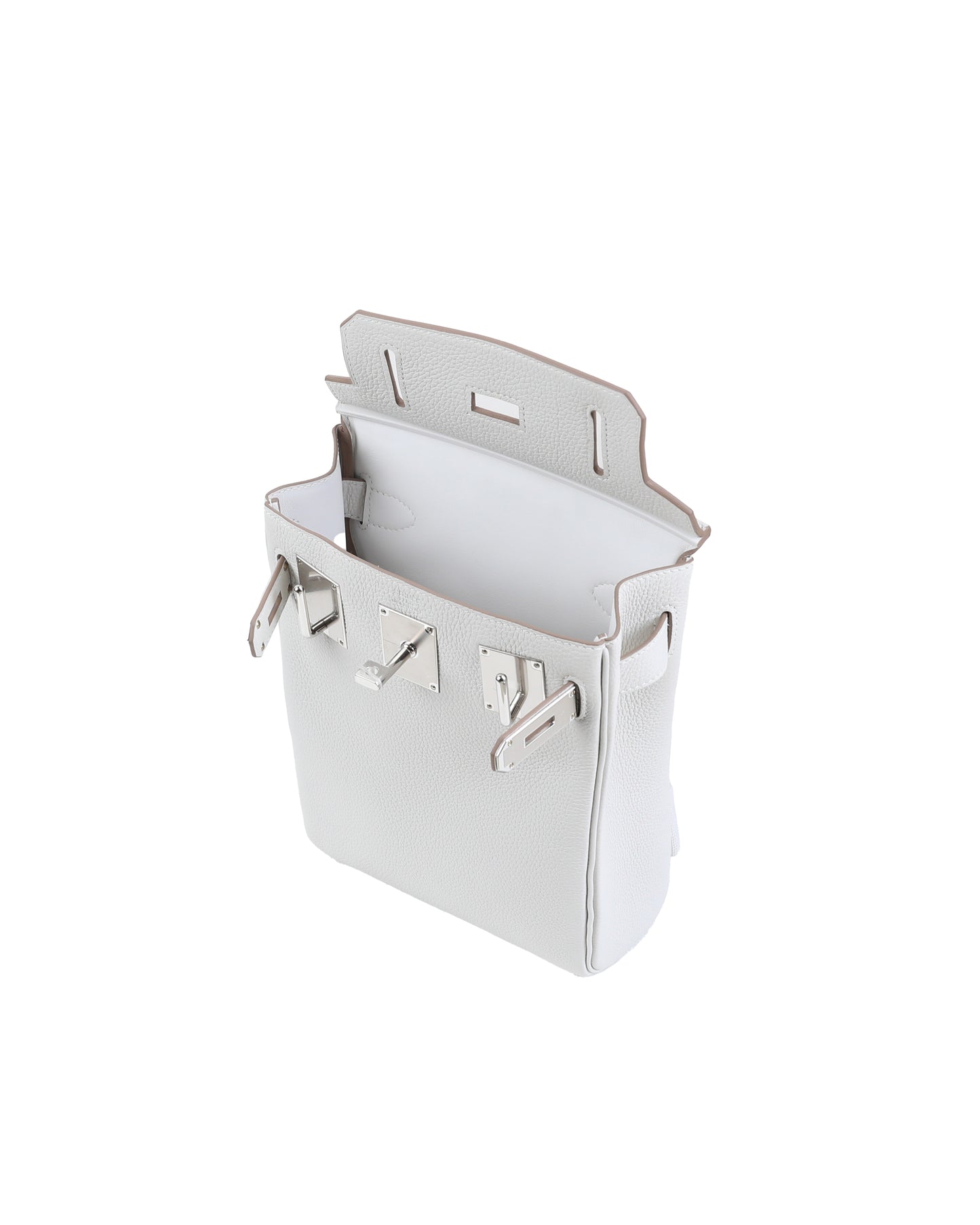 Hac a Dos PM Backpack Gris Perle in Togo Leather with Palladium Hardware