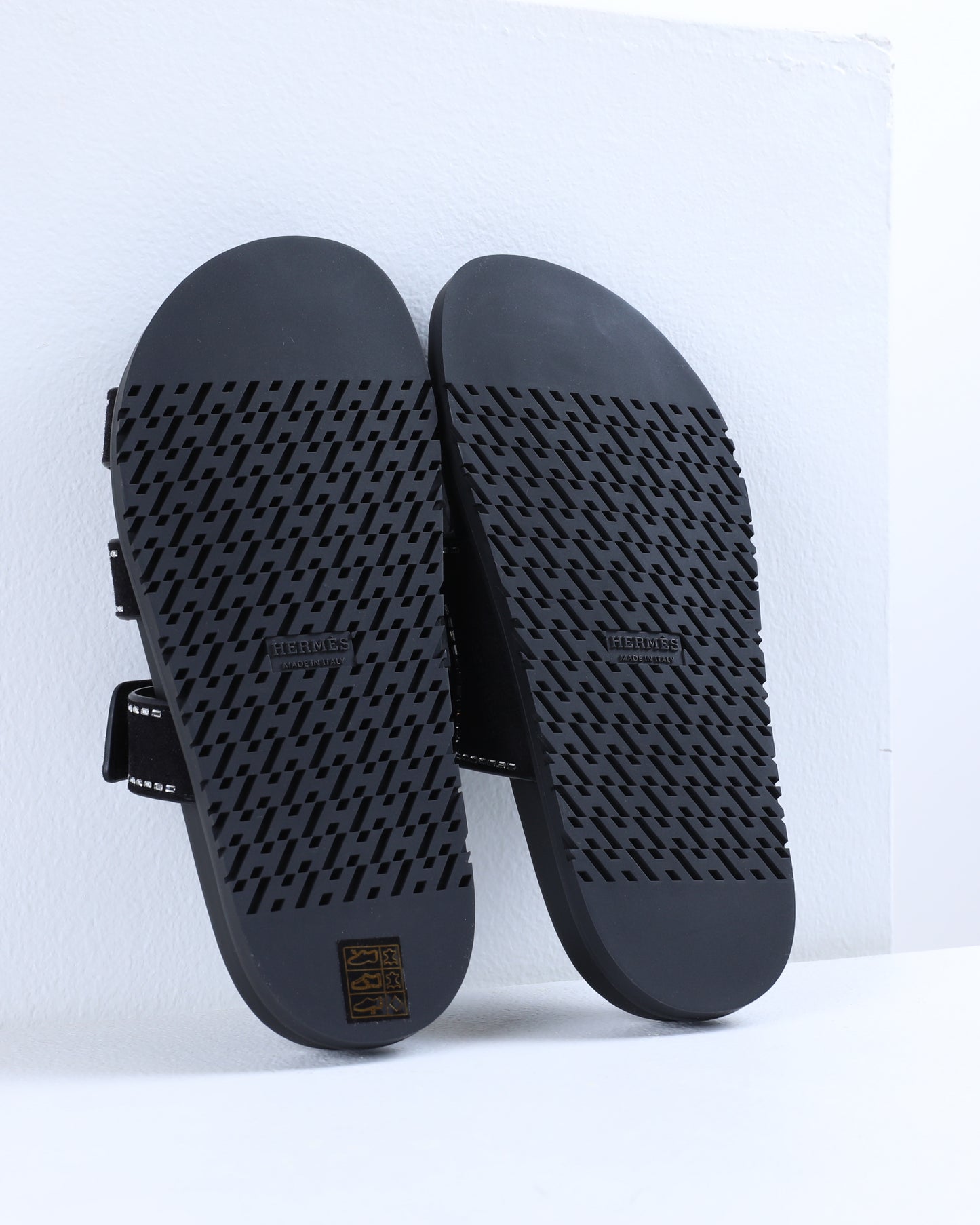 Chypre Sandal in Black Suede leather and Crystals