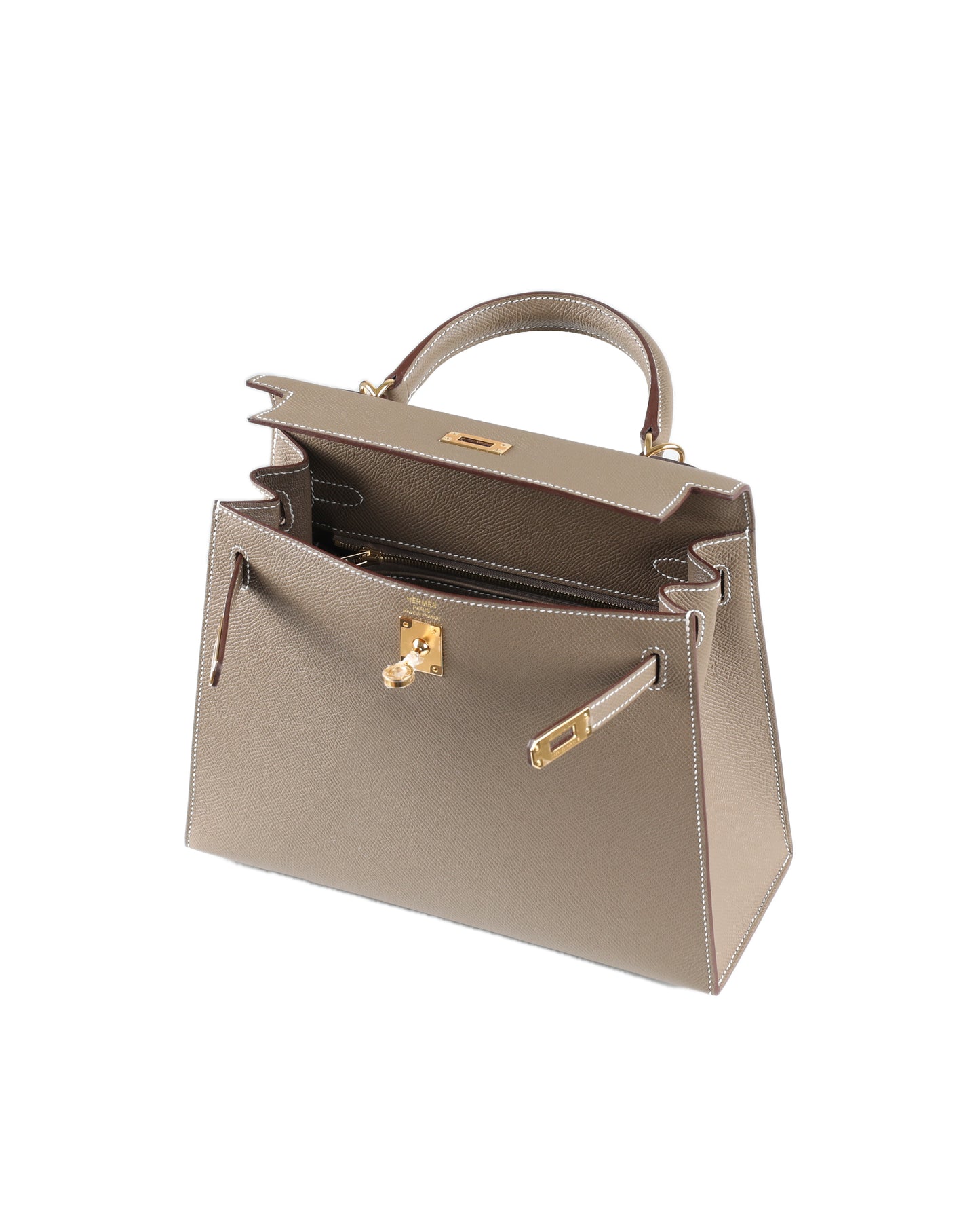 Kelly 25 Etoupe in Epsom Leather with Gold Hardware