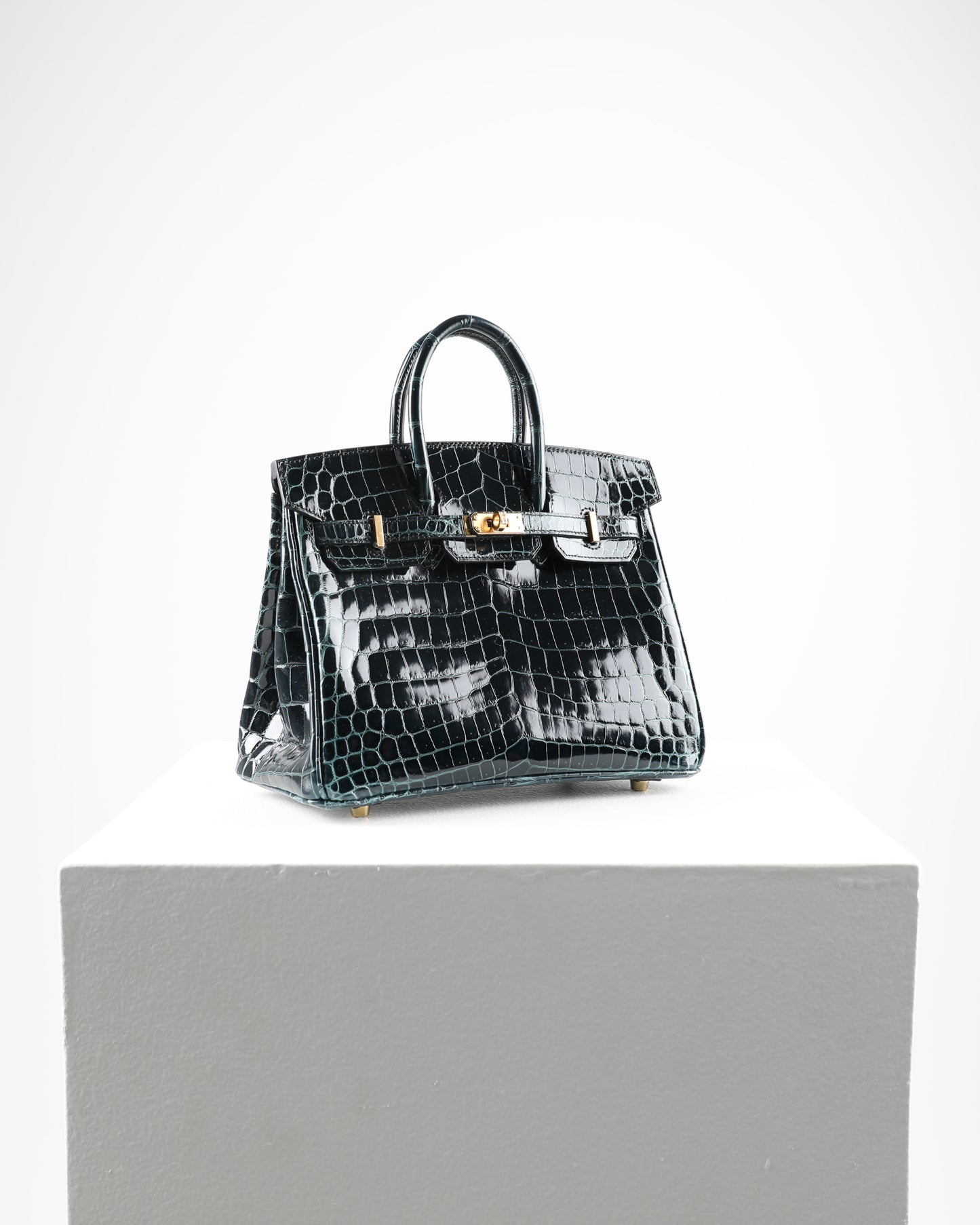 Birkin 25 Vert Fonce Niloticus Crocodile with Gold Hardware